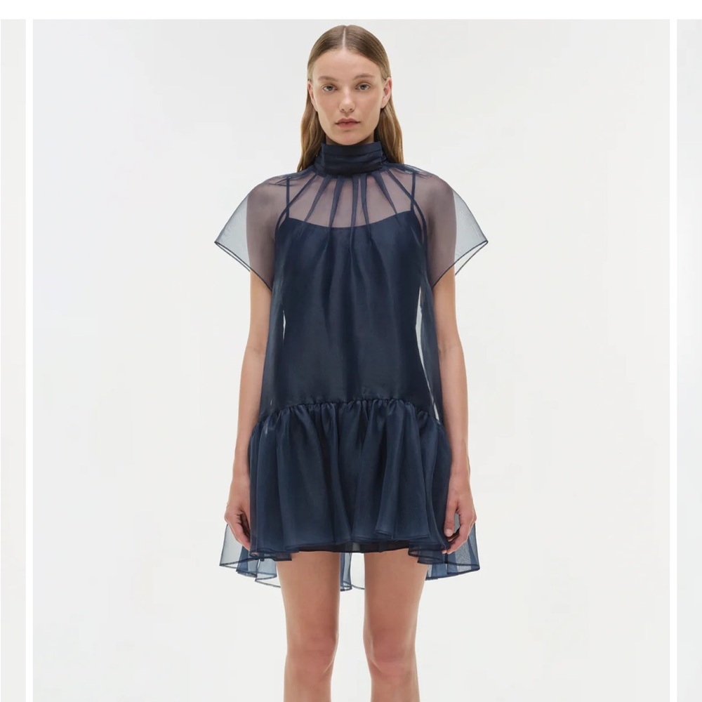 Jonathan Simkhai Navy Sheer Mini Dress
